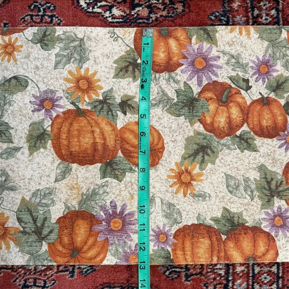 Set‎ of 2 Fall Themed Rectangular Placemats w Pumpkins Smooth Weave Reversible